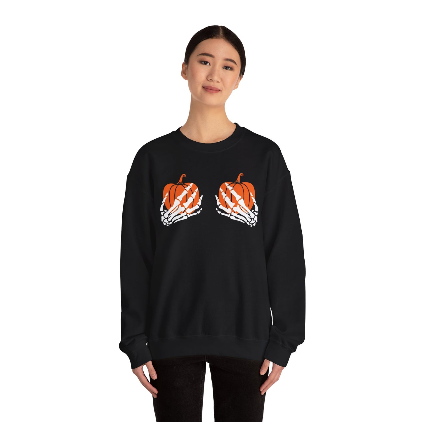 Pumpkin boo-bies (pumpkin smashing season) fleece crewneck