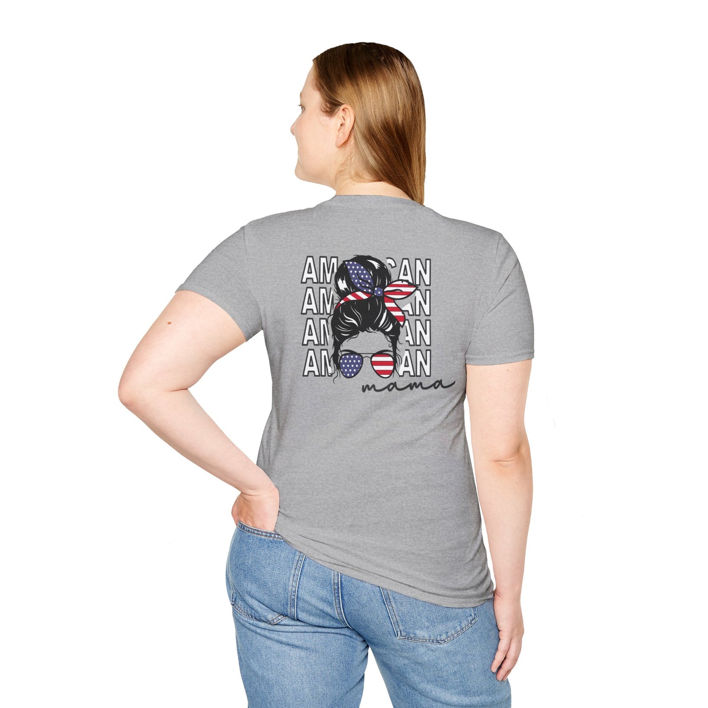 Patriotic Mama T-Shirt, Women's Tee, American Pride Shirt, Independence Day Fashion, Gift for Moms, Casual Summer Top