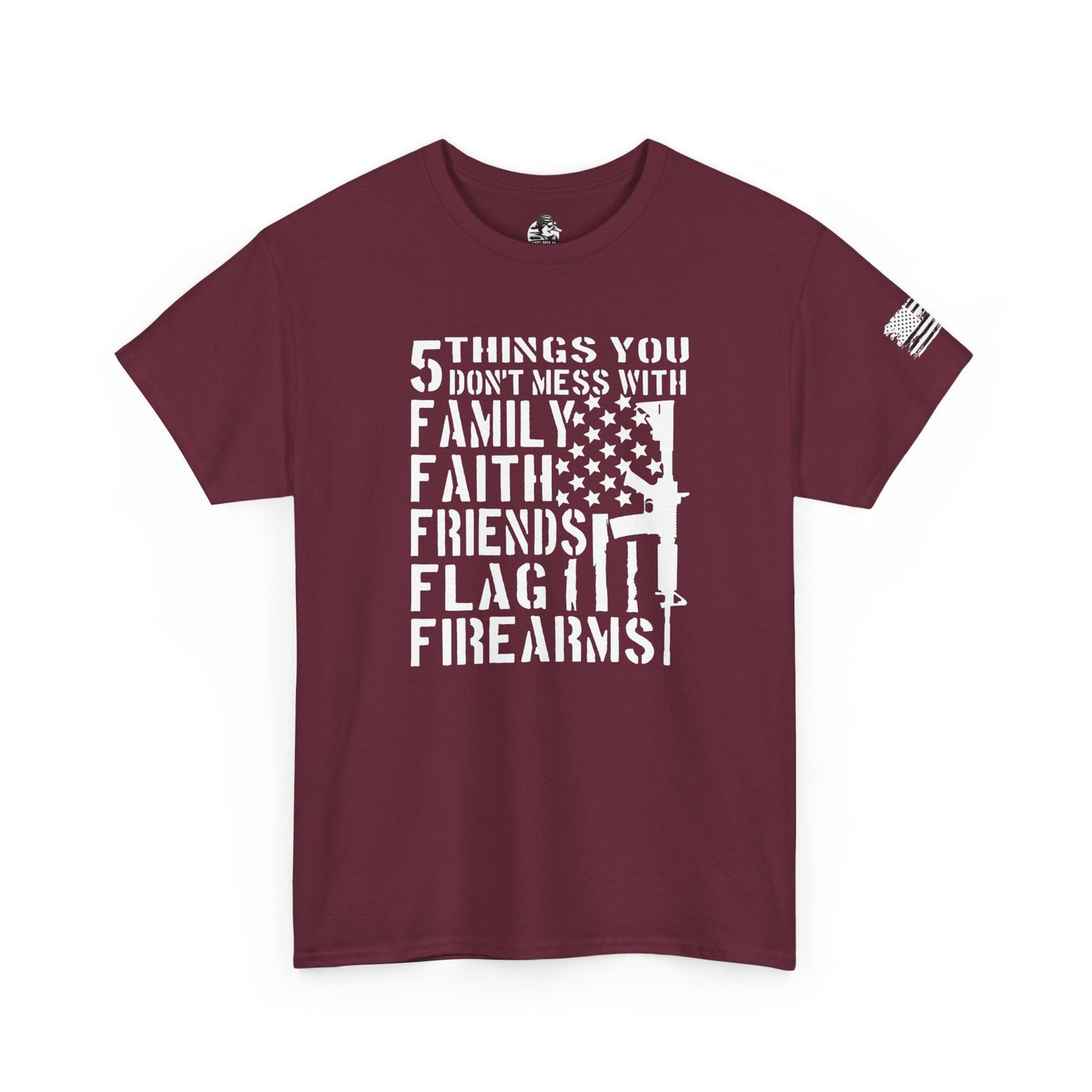 Patriotic Unisex Heavy Cotton Tee - 5 Things You Don't Mess With | Perfect for Veterans, Independence Day, Gifts