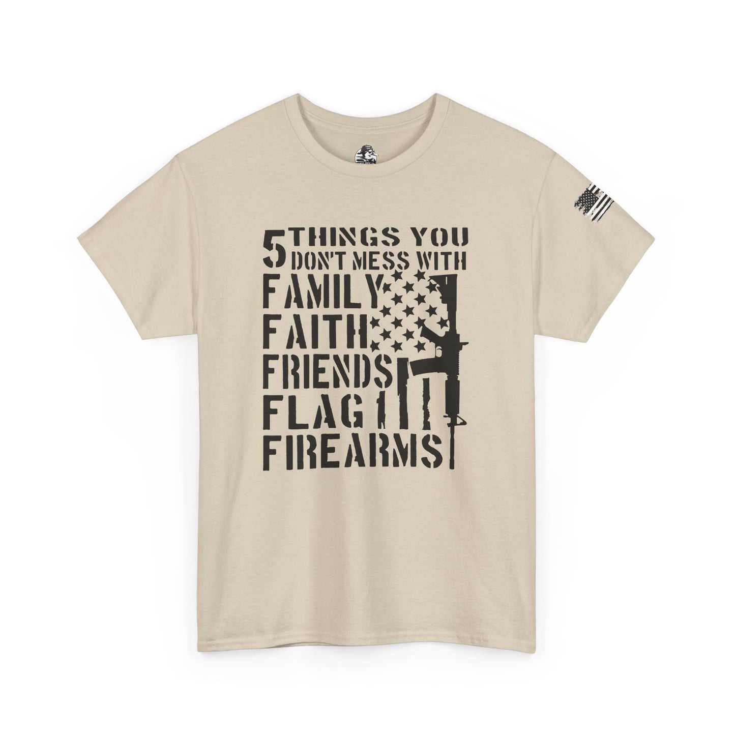 Patriotic Unisex Heavy Cotton Tee - 5 Things You Don't Mess With | Perfect for Veterans, Independence Day, Gifts