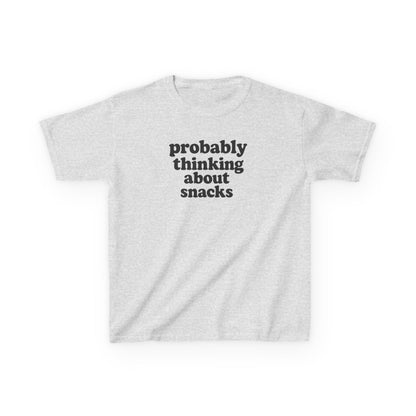 Kids Tee — "Probably Thinking About Snacks" Funny Graphic T-Shirt