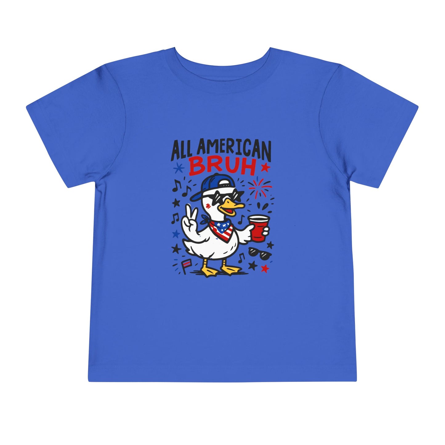 All American Bruh Toddler Tee, Cute Kids Shirt, Patriotic Toddler Outfit, 4th of July Apparel, Funny Duck Graphic Tee