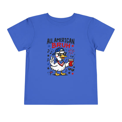 All American Bruh Toddler Tee, Cute Kids Shirt, Patriotic Toddler Outfit, 4th of July Apparel, Funny Duck Graphic Tee