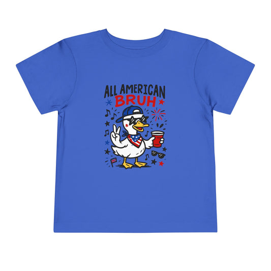 All American Bruh Toddler Tee, Cute Kids Shirt, Patriotic Toddler Outfit, 4th of July Apparel, Funny Duck Graphic Tee