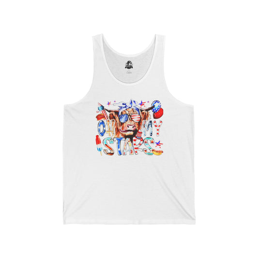 Unisex Jersey Tank with Stars Design | Patriotic Summer Top, 4th of July T-Shirt, Casual Wear, Festival Outfit, Pool Party