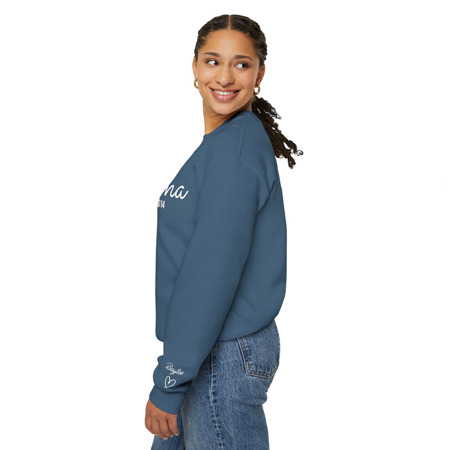 Custom Embroidered Mama Cursive Fleece Crewneck