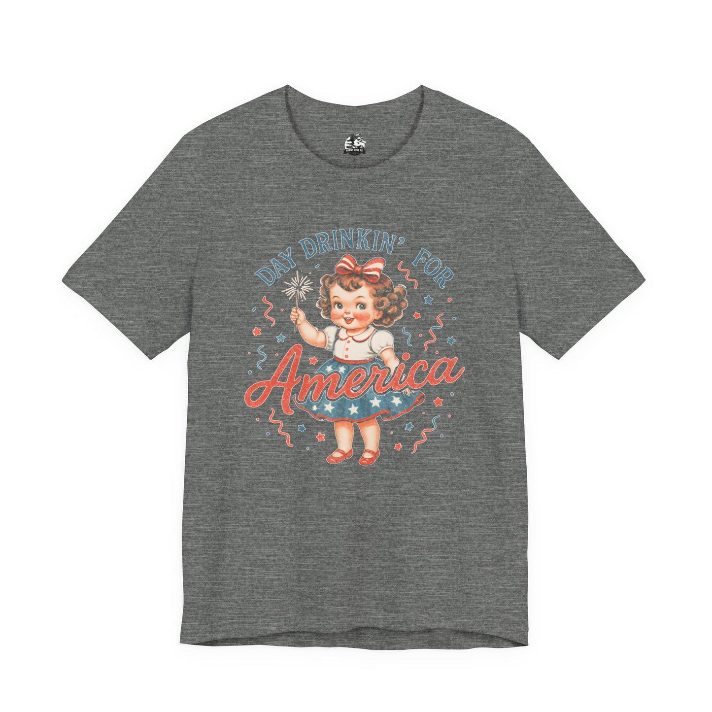 Day Drinkin' for America Unisex Tee, Fun Summer Shirt, Patriotic T-Shirt, Fourth of July Apparel, Gift for BBQ Lovers, Casual Weekend Wear