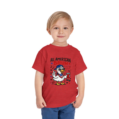All American Bruh Toddler Tee, Cute Kids Shirt, Patriotic Toddler Outfit, 4th of July Apparel, Funny Duck Graphic Tee