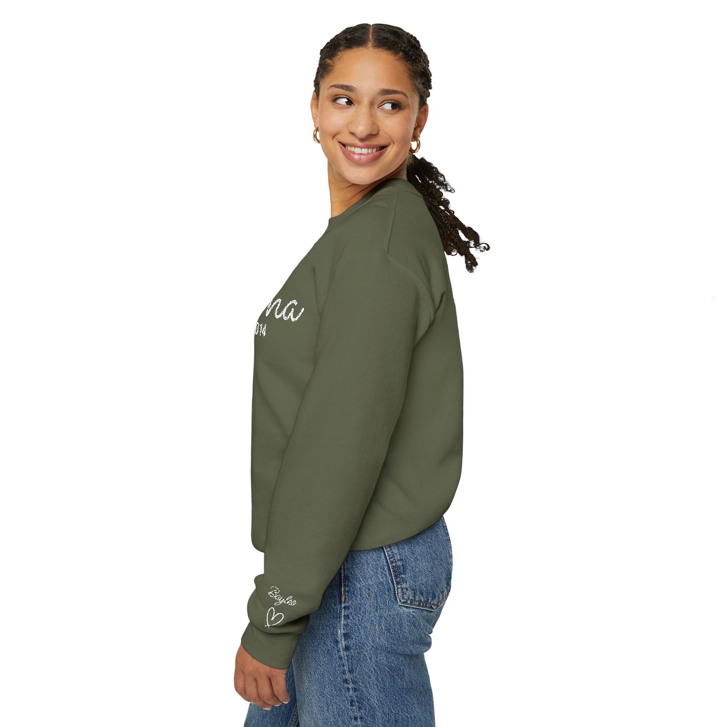 Custom Embroidered Mama Cursive Fleece Crewneck
