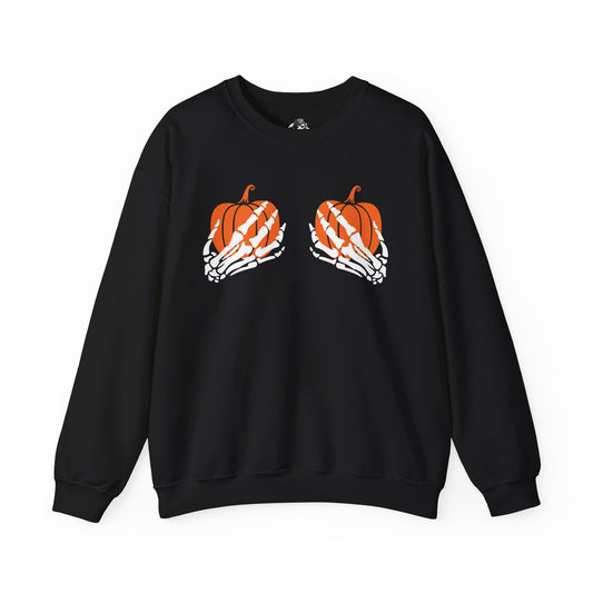 Pumpkin boo-bies (pumpkin smashing season) fleece crewneck