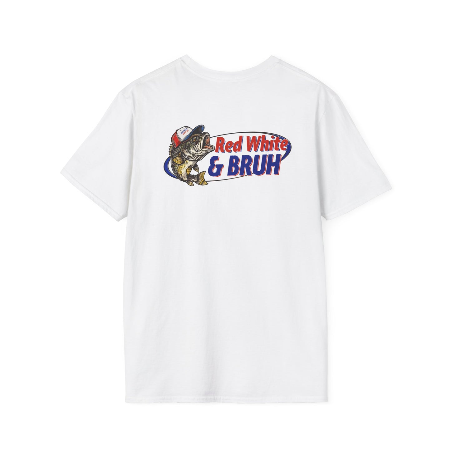 Fishing Enthusiast T-Shirt, Casual Summer Tee, Gift for Anglers, Outdoor Adventure Shirt, Red White & Bruh Design
