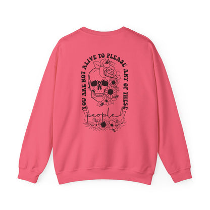 Skull "You don't Have to Please Any of These People " Graphic Crewneck Sweatshirt
