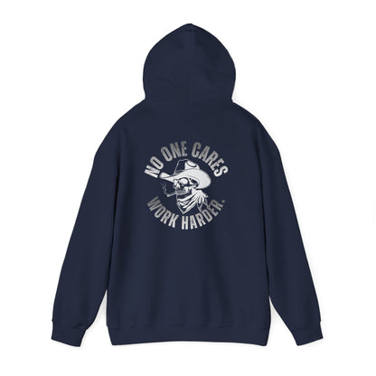 Hoodie — "No One Cares, Work Harder" Motivational Skull Hoodie