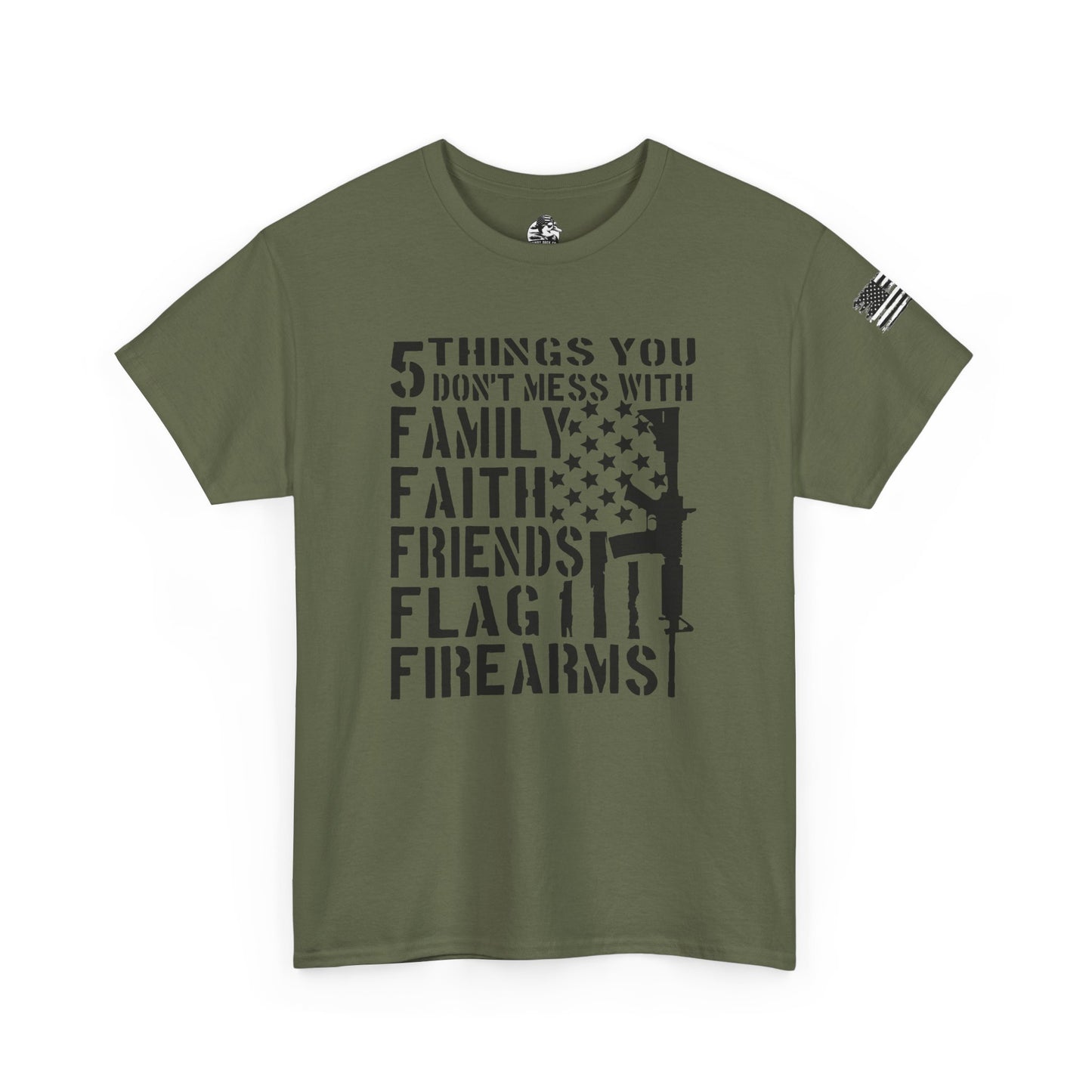 Patriotic Unisex Heavy Cotton Tee - 5 Things You Don't Mess With | Perfect for Veterans, Independence Day, Gifts