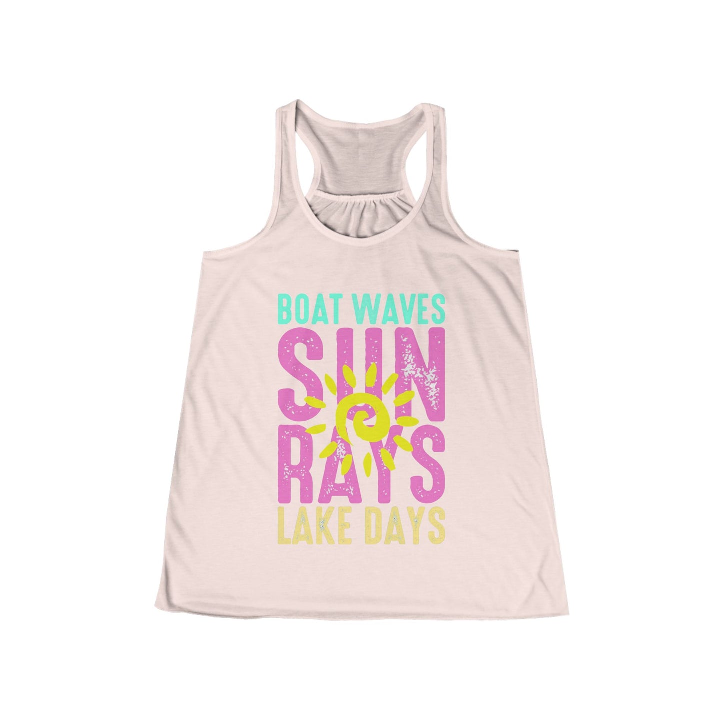 Sunshine Vibes Flowy Tank, Summer Beach Top, Boat Waves T-Shirt, Lake Days Apparel, Vacation Leisure Wear
