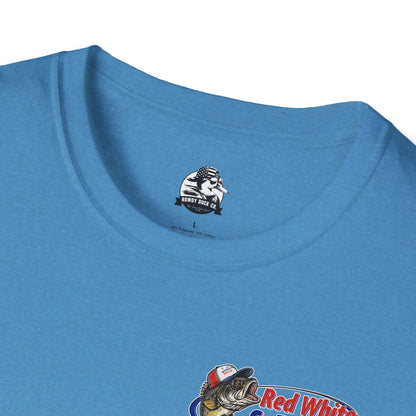 Fishing Enthusiast T-Shirt, Casual Summer Tee, Gift for Anglers, Outdoor Adventure Shirt, Red White & Bruh Design