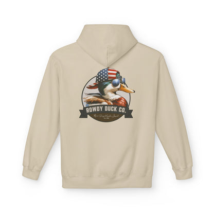 Patriotic Duck Hoodie, Fun Casual Wear for Outdoors, Gift for Animal Lovers, Unique Hoodie for Holidays, Comfy Everyday Style