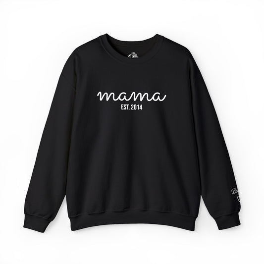 Custom Embroidered Mama Cursive Fleece Crewneck