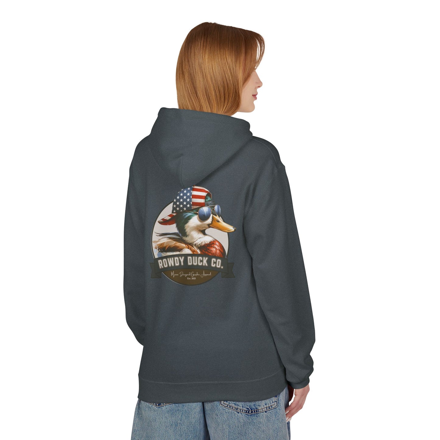 Patriotic Duck Hoodie, Fun Casual Wear for Outdoors, Gift for Animal Lovers, Unique Hoodie for Holidays, Comfy Everyday Style