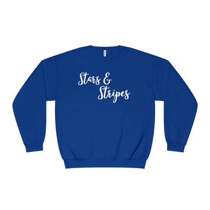 Stars & Stripes Unisex Crewneck Sweatshirt - Cozy Apparel for Casual Days, Gift for Independence Day, Summer BBQs, Fun Gatherings