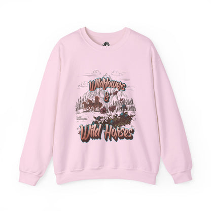Wildflowers & Wild Horses Sweatshirt, Cozy Crewneck, Unisex Pullover, Nature Lovers Gift, Casual Fall Wear, Outdoor Adventure Apparel