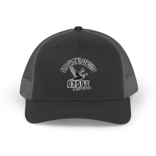Dad in the streets, Daddy in the sheets - Embroidered Mesh Snapback Hat