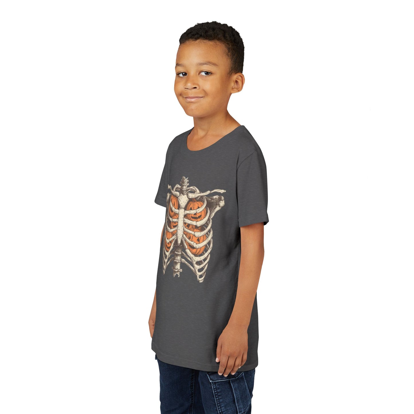 Spooky Pumpkin Skeleton Youth Tee
