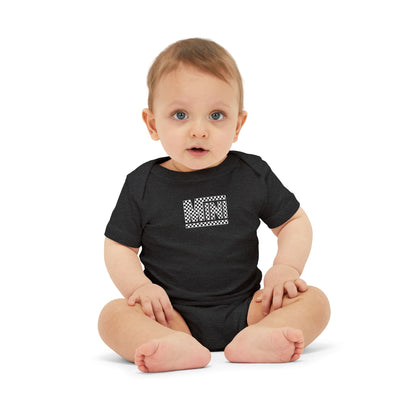 Racing Checkered Flag - Mini - Short sleeve Baby Onesie