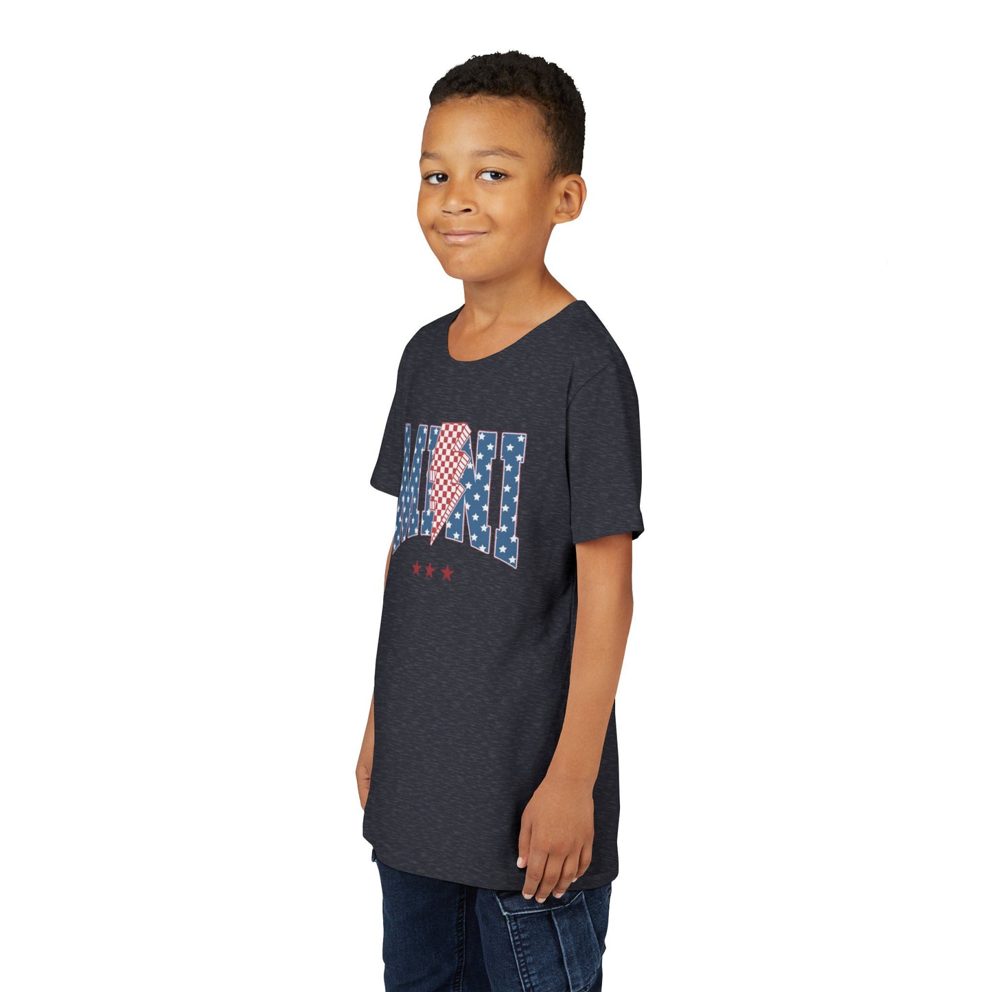 Patriotic Youth Tee, Kids 4th of July Shirt, Mini American Flag T-Shirt, Summer Playwear, Independence Day Gift