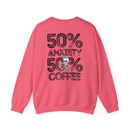 Unisex Fleece Crewneck 50% anxiety 50% coffee