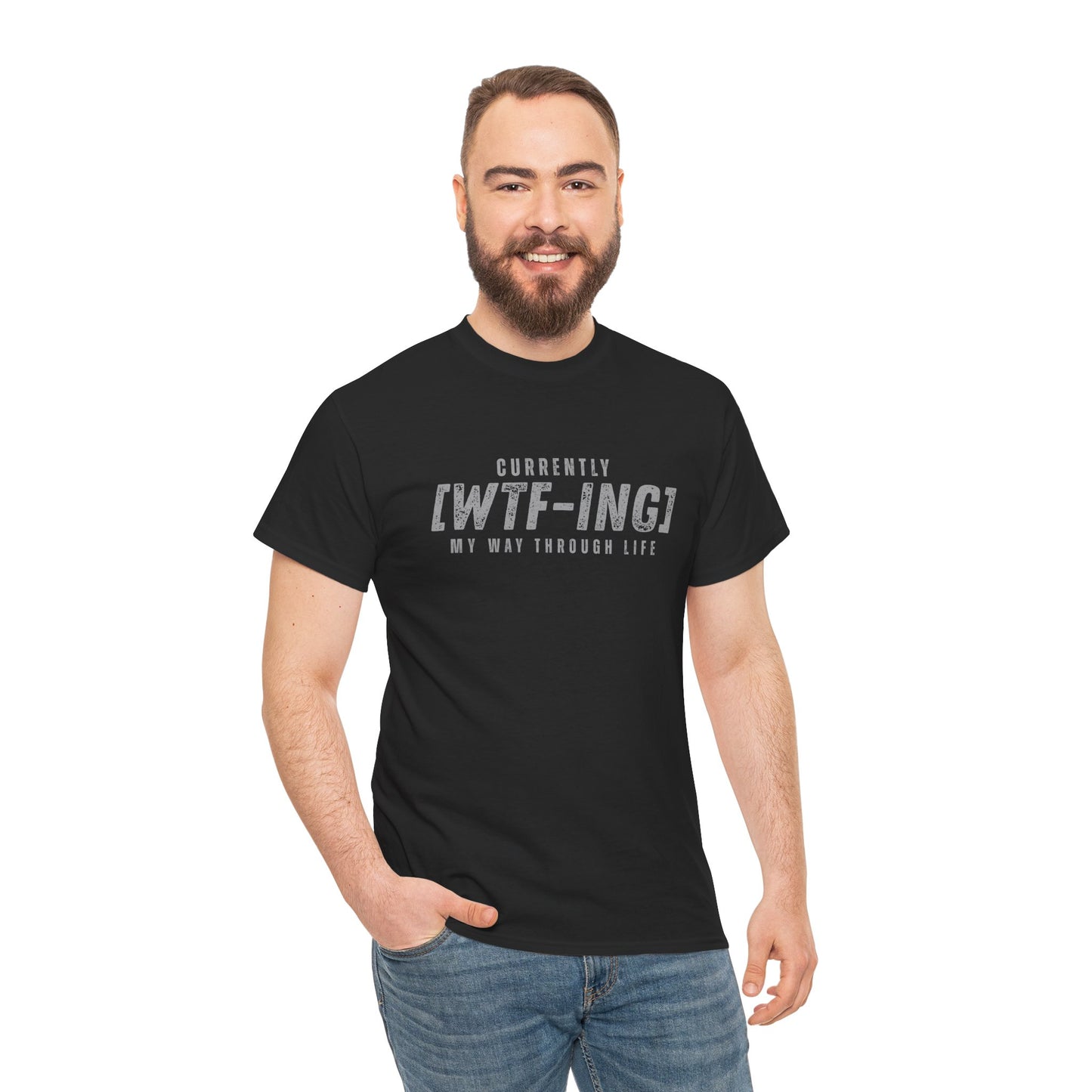 Currently [WTF-ING] Unisex Heavy Cotton Tee - Casual Wear, Funny Gift, Relaxed Fit, Everyday Style, Humorous T-Shirt
