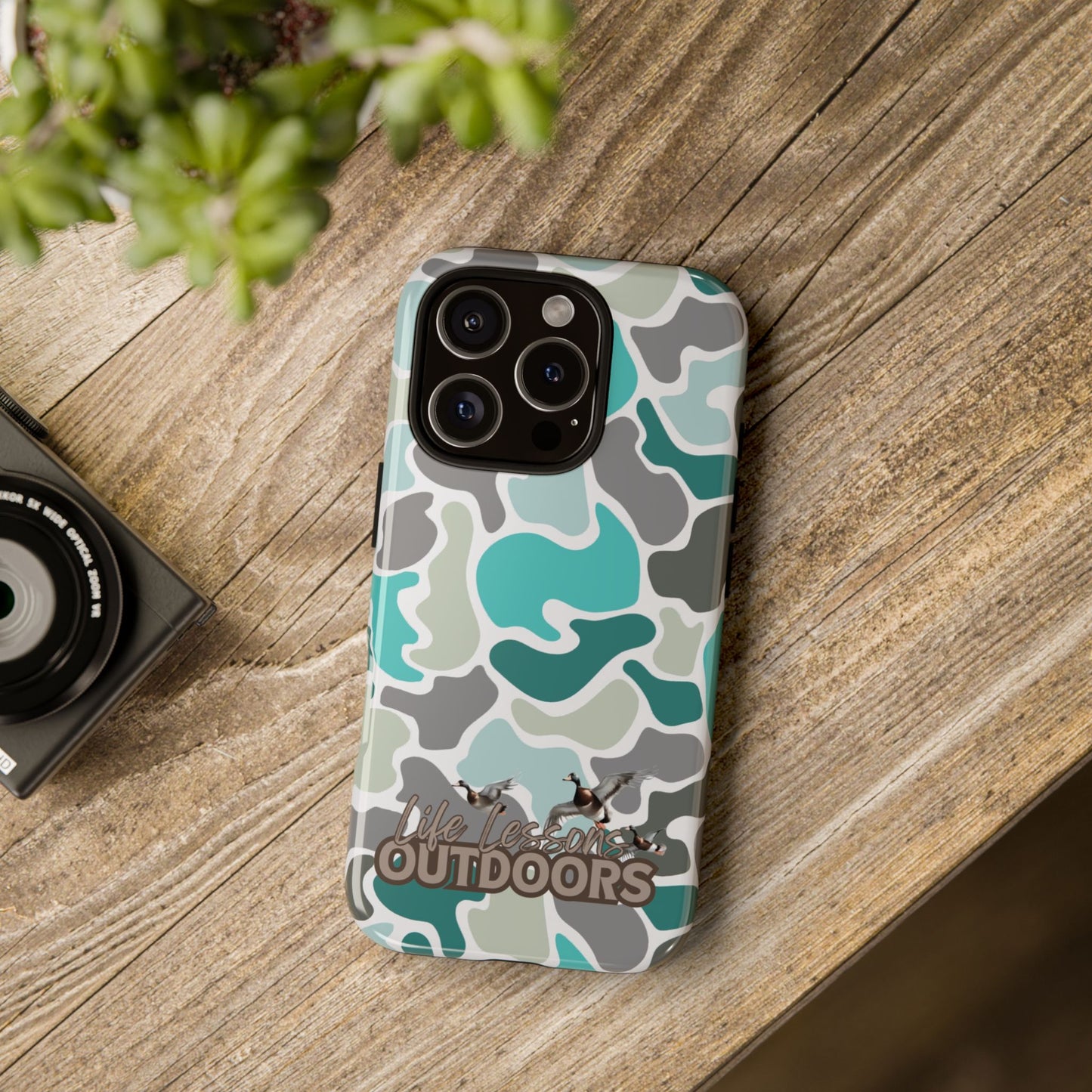 Turqoise old school camo Phone Case - Life Lessons Outdoors