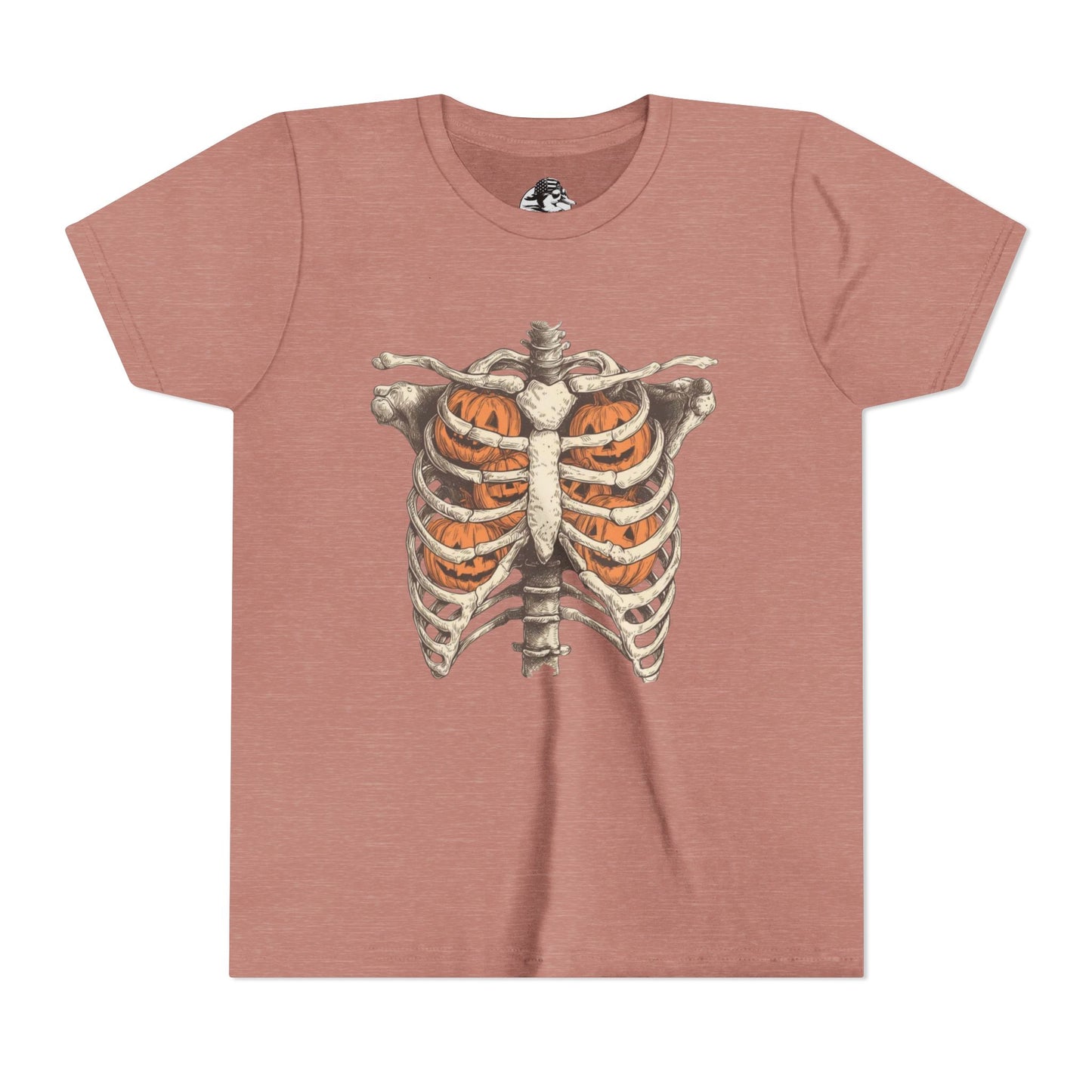 Spooky Pumpkin Skeleton Youth Tee