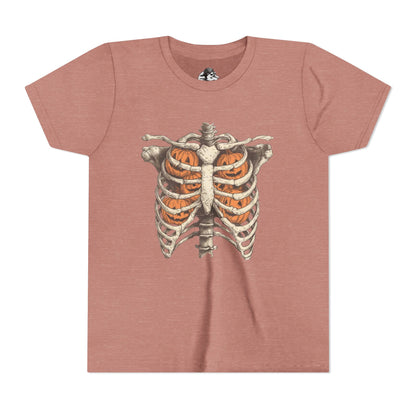 Spooky Pumpkin Skeleton Youth Tee