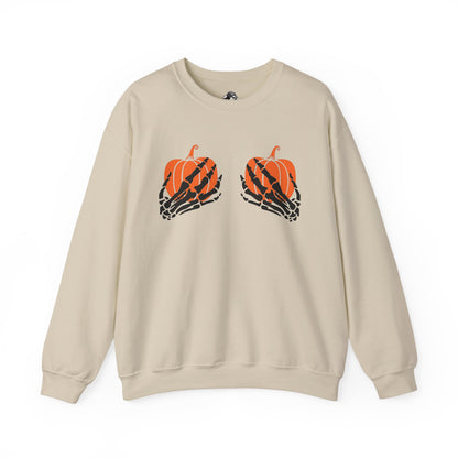 Pumpkin boo-bies (pumpkin smashing season) fleece crewneck