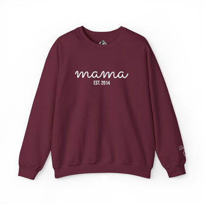 Custom Embroidered Mama Cursive Fleece Crewneck