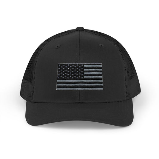 Patriotic Snapback Trucker Cap with American Flag Design
