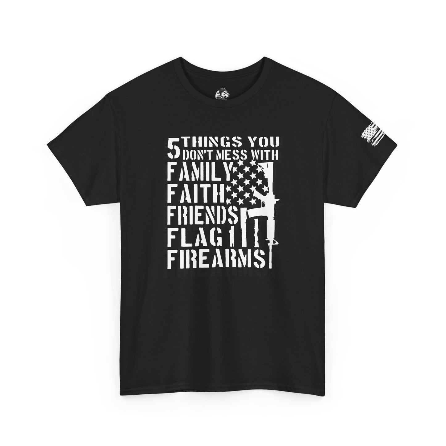Patriotic Unisex Heavy Cotton Tee - 5 Things You Don't Mess With | Perfect for Veterans, Independence Day, Gifts