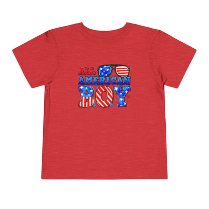 All American Boy Toddler Tee, Kids Patriotic Shirt, July 4th Outfit, Toddler Summer T-Shirt, USA Pride Apparel