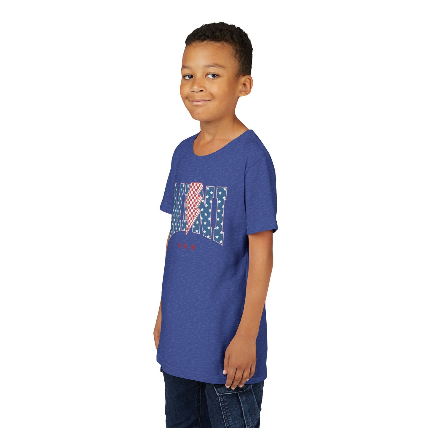 Patriotic Youth Tee, Kids 4th of July Shirt, Mini American Flag T-Shirt, Summer Playwear, Independence Day Gift