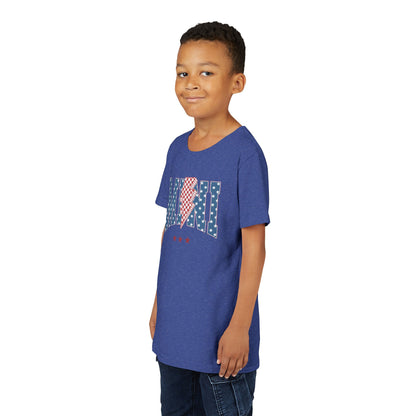 Patriotic Youth Tee, Kids 4th of July Shirt, Mini American Flag T-Shirt, Summer Playwear, Independence Day Gift