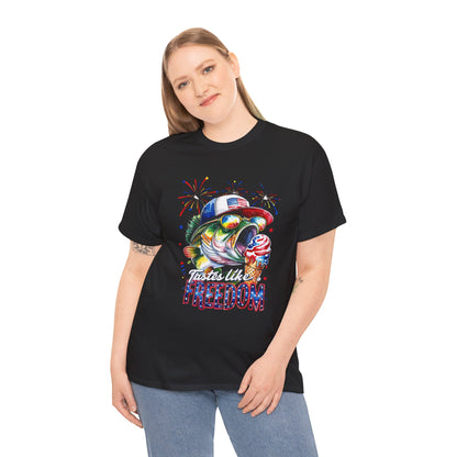 Patriotic Fishing Tee, Fourth of July Shirt, Freedom T-Shirt, Summer Adventure Apparel, Fishing Lover Gift