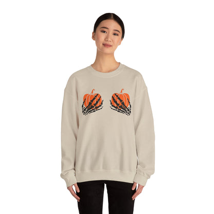 Pumpkin boo-bies (pumpkin smashing season) fleece crewneck