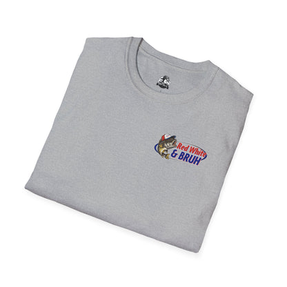 Fishing Enthusiast T-Shirt, Casual Summer Tee, Gift for Anglers, Outdoor Adventure Shirt, Red White & Bruh Design