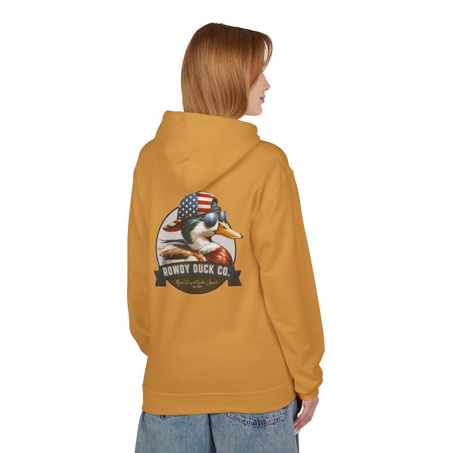 Patriotic Duck Hoodie, Fun Casual Wear for Outdoors, Gift for Animal Lovers, Unique Hoodie for Holidays, Comfy Everyday Style