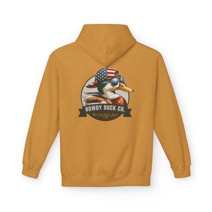 Patriotic Duck Hoodie, Fun Casual Wear for Outdoors, Gift for Animal Lovers, Unique Hoodie for Holidays, Comfy Everyday Style