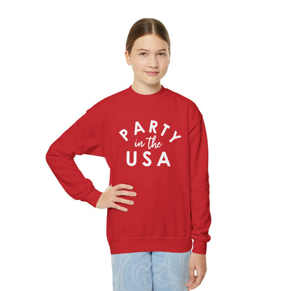 Party in the USA Youth Crewneck Sweatshirt, Kids Casual Wear, Patriotic Gift, Holiday Apparel, Independence Day Style, Birthday Present