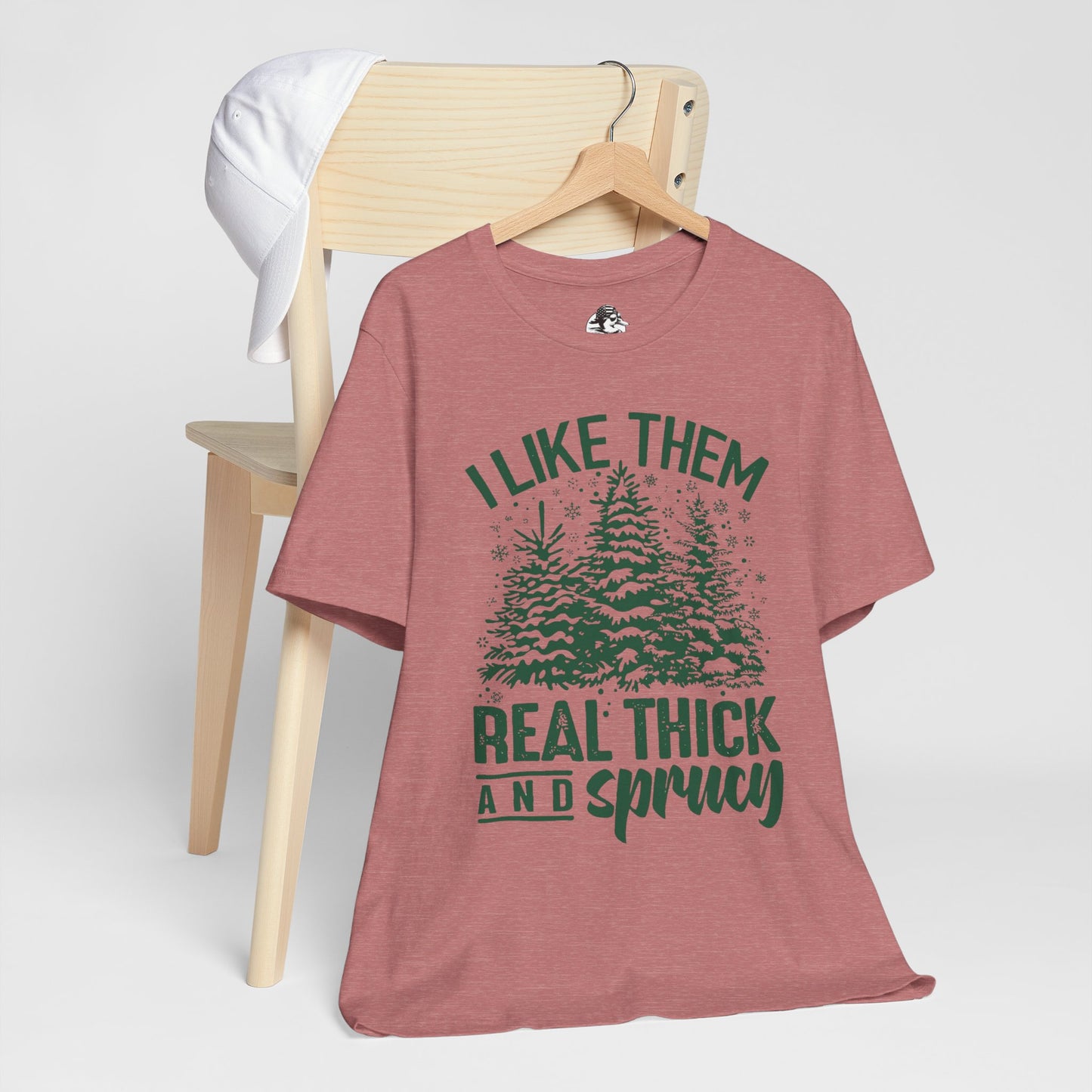Festive Trees Tee - 'I Like Them Real Thick and Sprucy' Unisex Jersey Short Sleeve