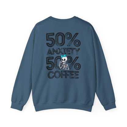 Unisex Fleece Crewneck 50% anxiety 50% coffee