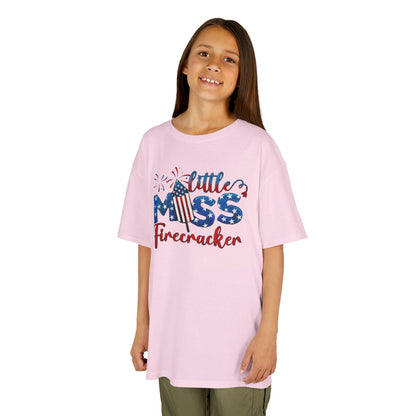 Kids 4th of July Tee - Little Miss Firecracker Shirt, Independence Day Outfit, Kids Summer Apparel, Patriotic T-Shirt, Fun Holiday Top